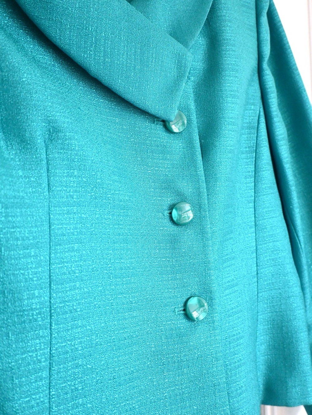 Le Suit Teal Button-Front Tailored Jacket - Picture 4 of 8